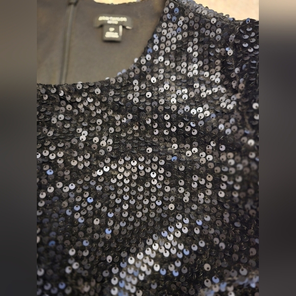 Ann Taylor Petite Sz S Black Sequin Shirt Holiday - Picture 2 of 5